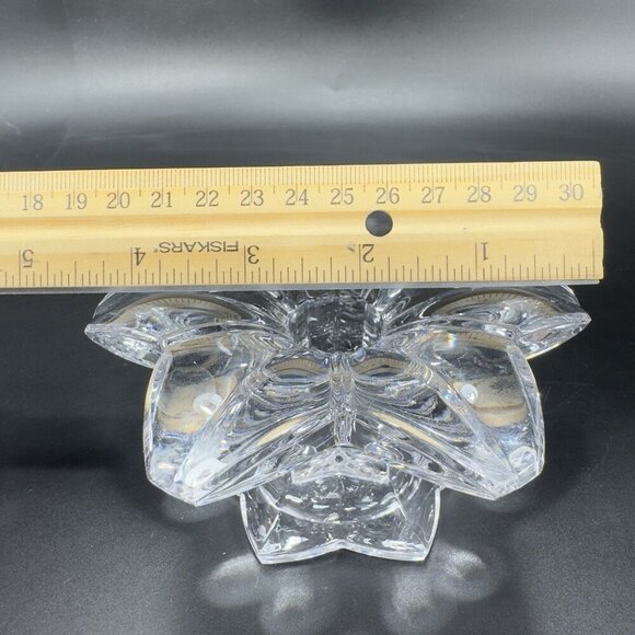 MIKASA Clear Crystal Glass Candle Stick Holder Set 2 Flower Shaped Candle Holder - Picture 4 of 12